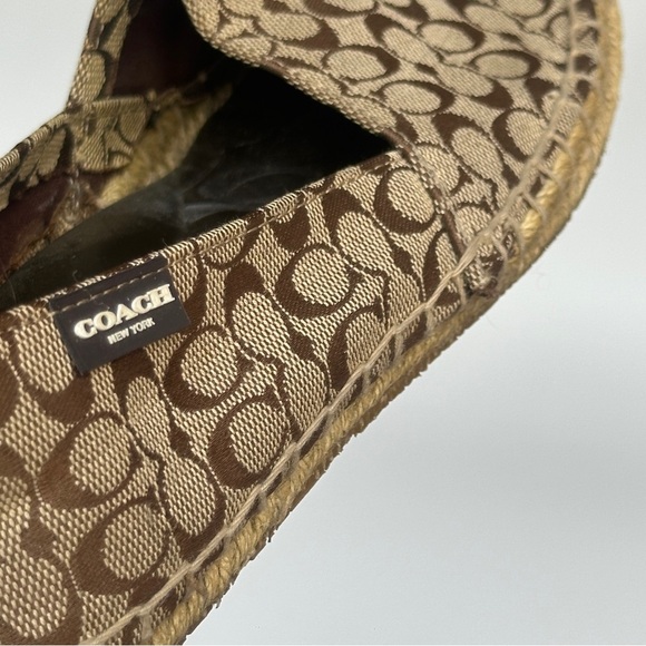 Coach Signature C Logo Brown Canvas Espadrille Flats Size 8.5B - Picture 10 of 12